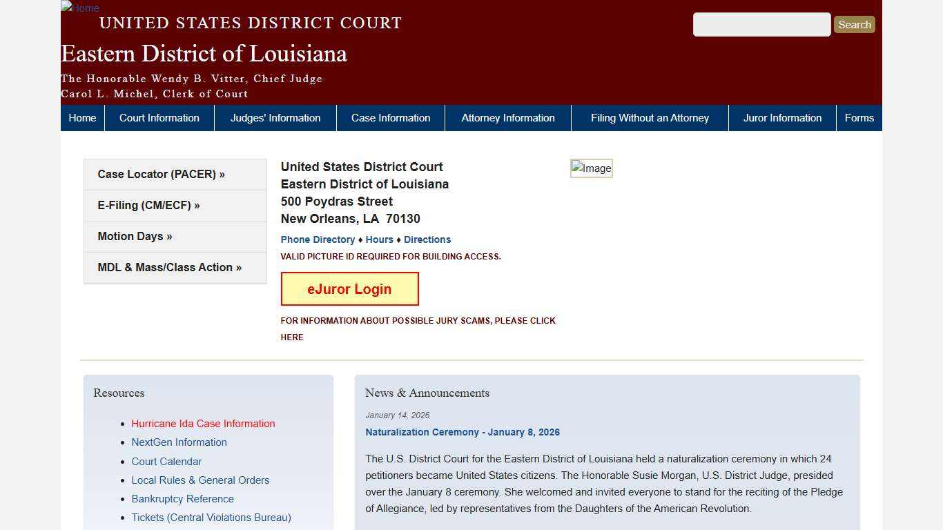 Eastern District of Louisiana United States District Court