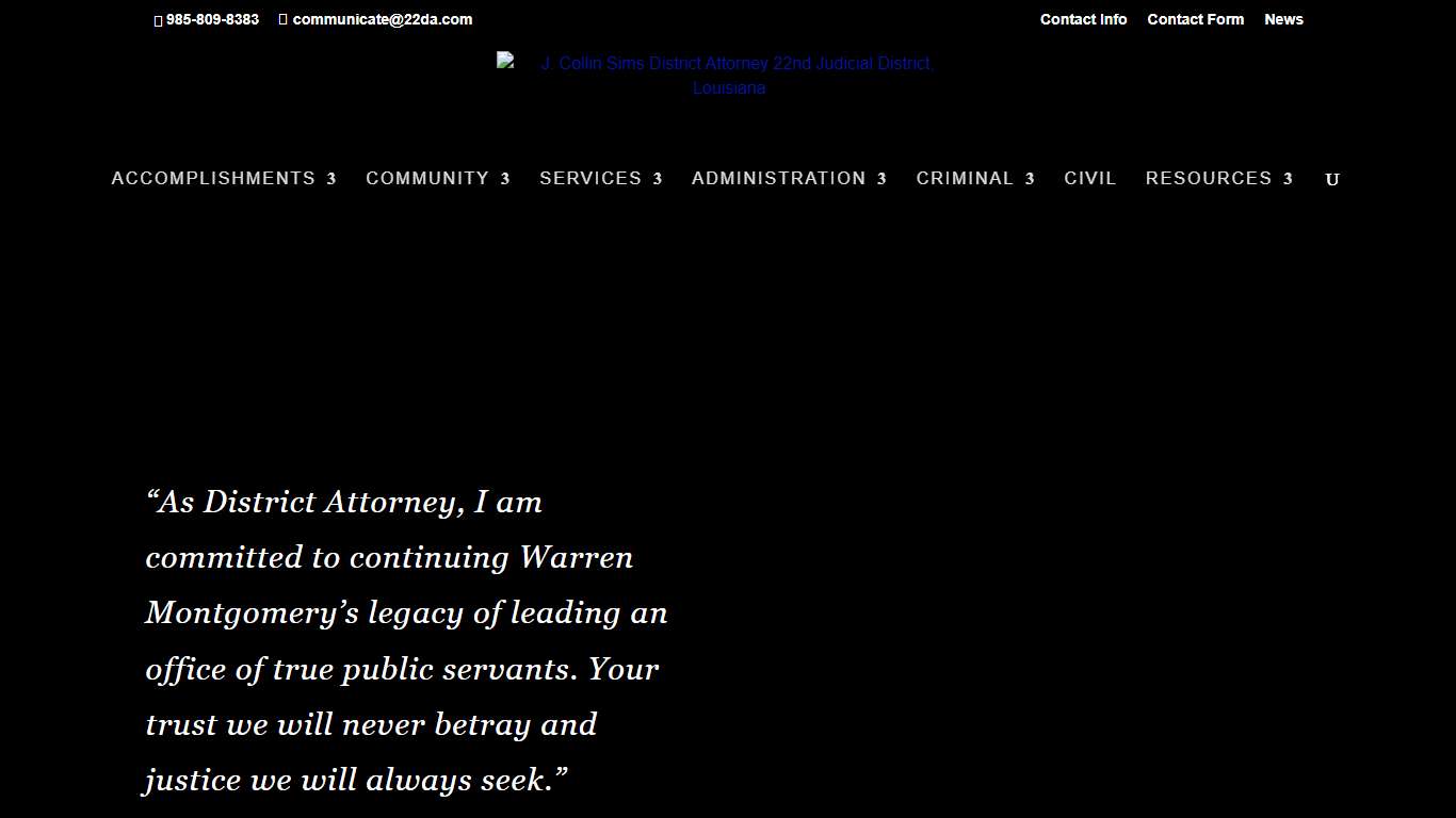 Home - J. Collin Sims District Attorney 22nd Judicial District, Louisiana