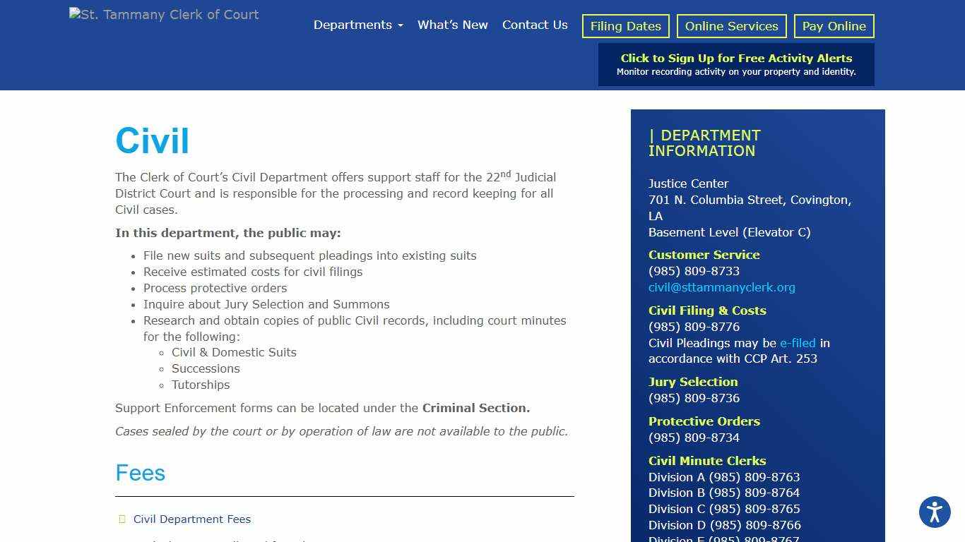 Civil » St. Tammany Clerk of Court