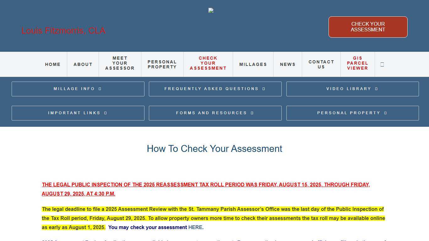 Check Your Assessment - St. Tammany Parish Assessor's Office